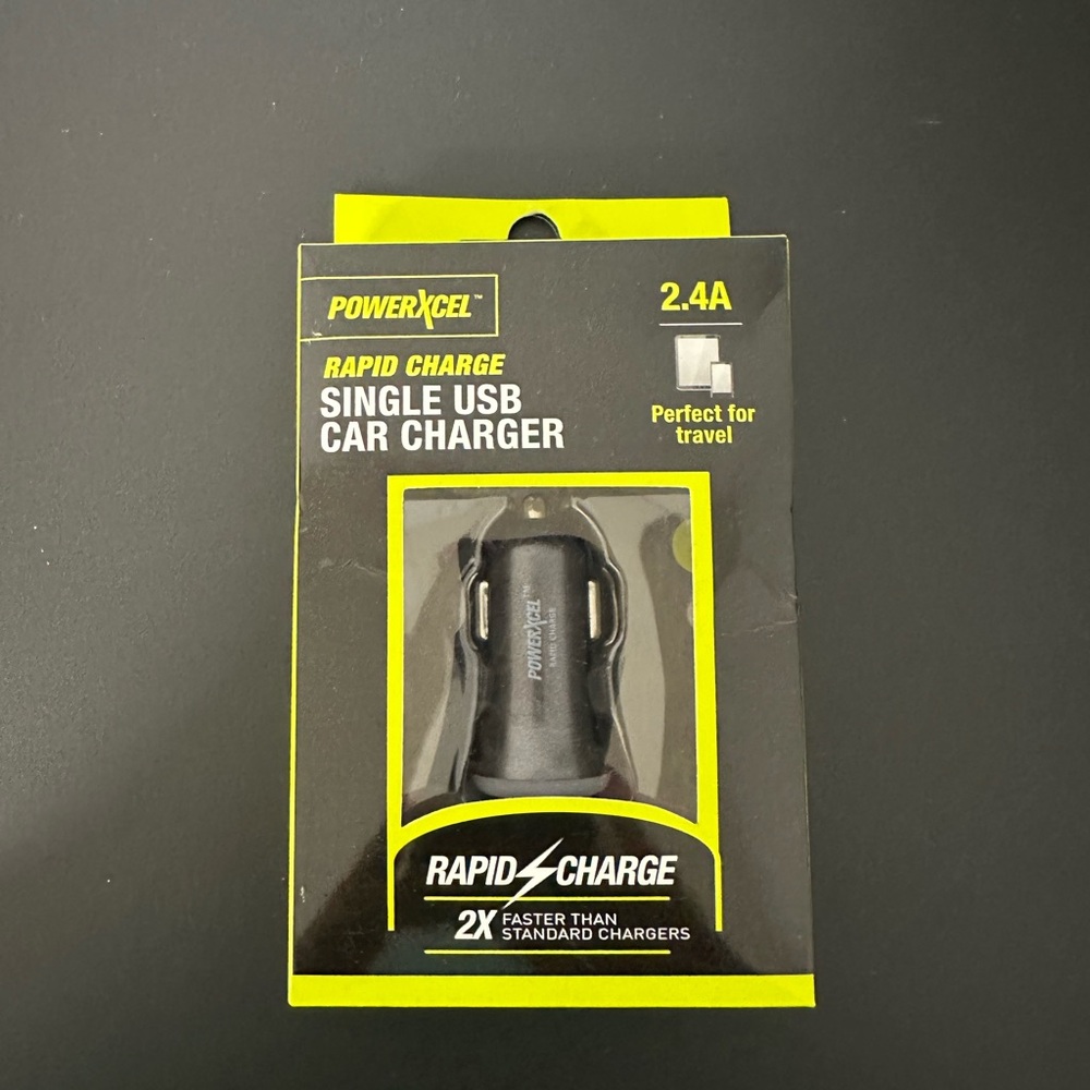 Powered Black Single USB Car Charger